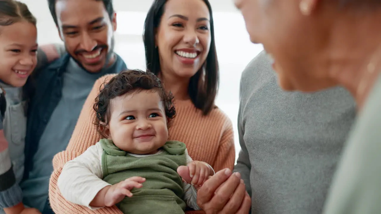 Happy love and big family playing with a infant