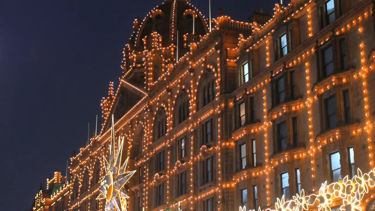 Harrods luxury department store with Christmas decorations London United Kingdom