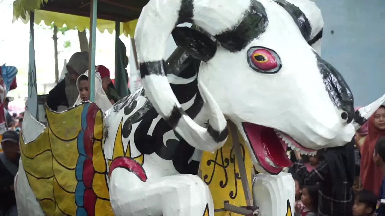 A replica of the goat at the art and cultural carnival procession