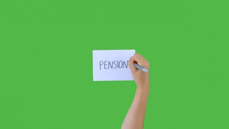 Woman Writing Pension on Paper with Green Screen