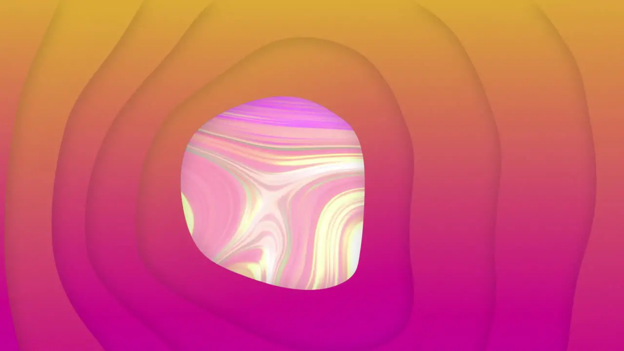 Animation of moving shapes on colourful liquid background