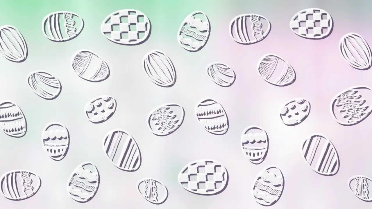 Animation of easter eggs icons moving on green background