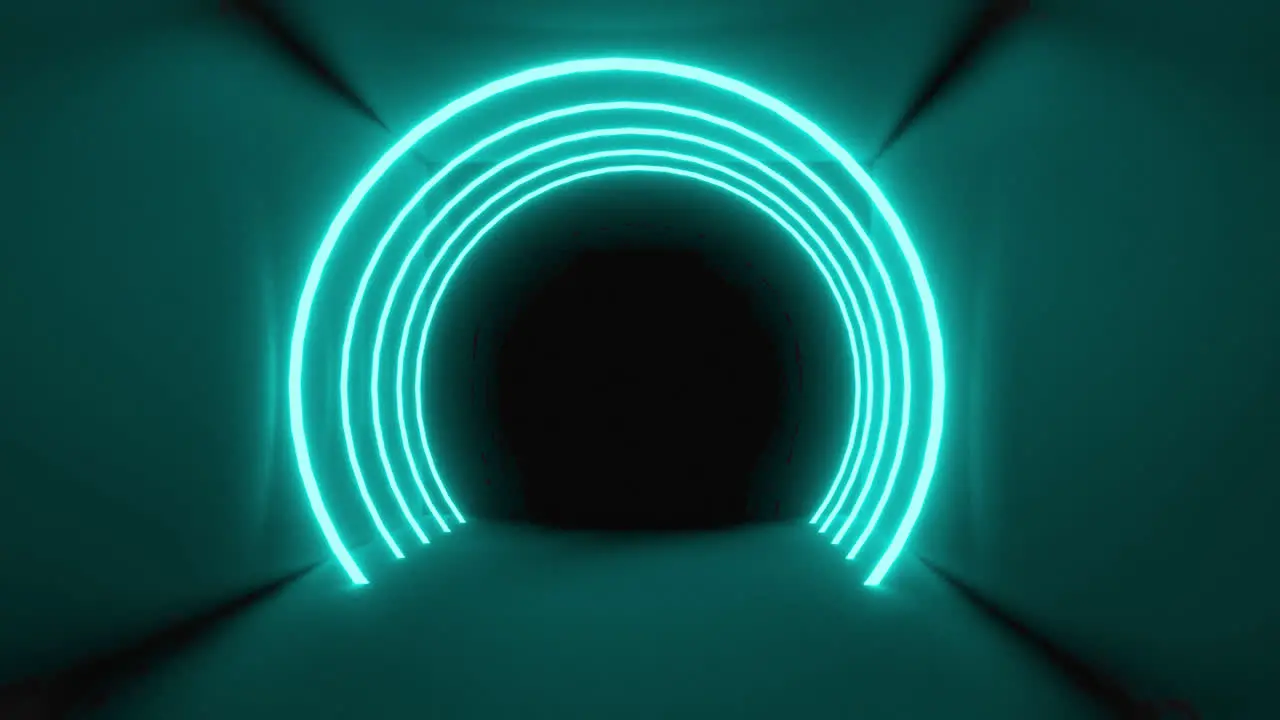 Animation of blue glowing neon semi circles on dark background