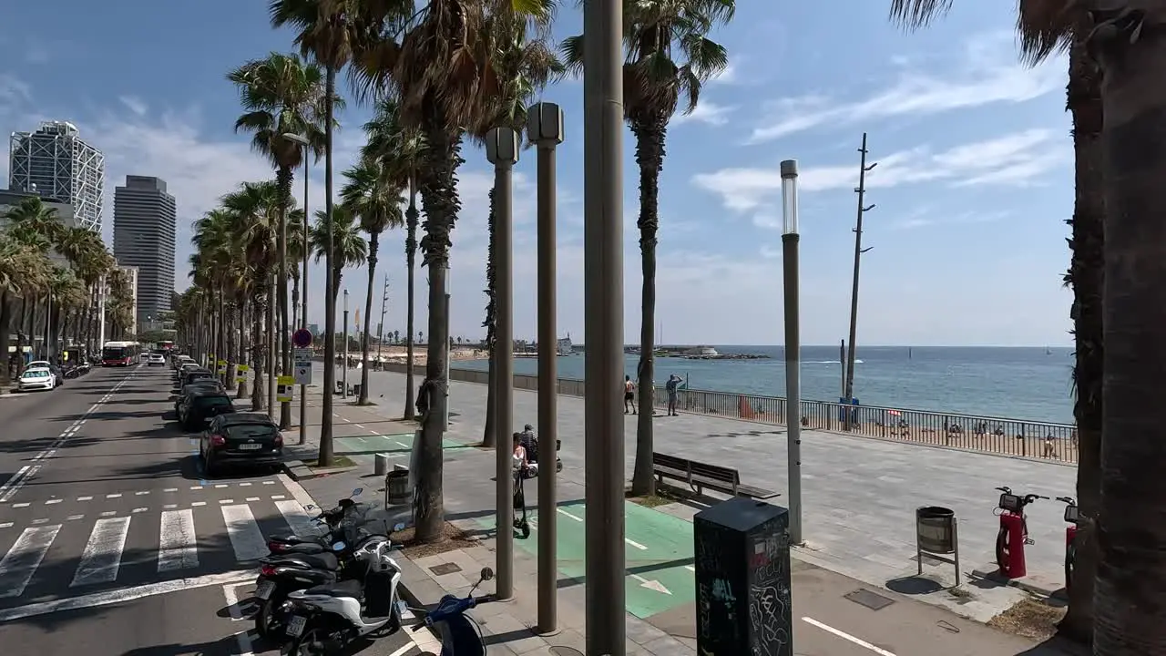 Street view on a city tour around the city of Barcelona by bus Spain