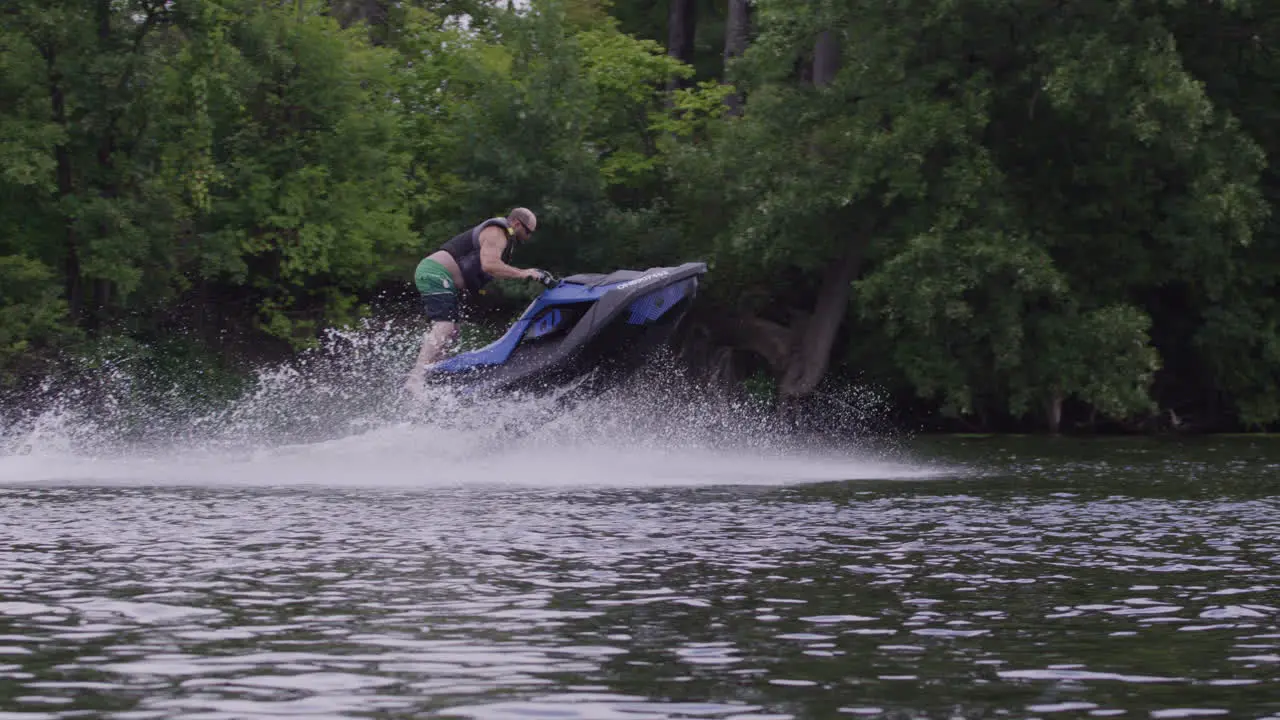 Extreme sports jet ski tricks on the river