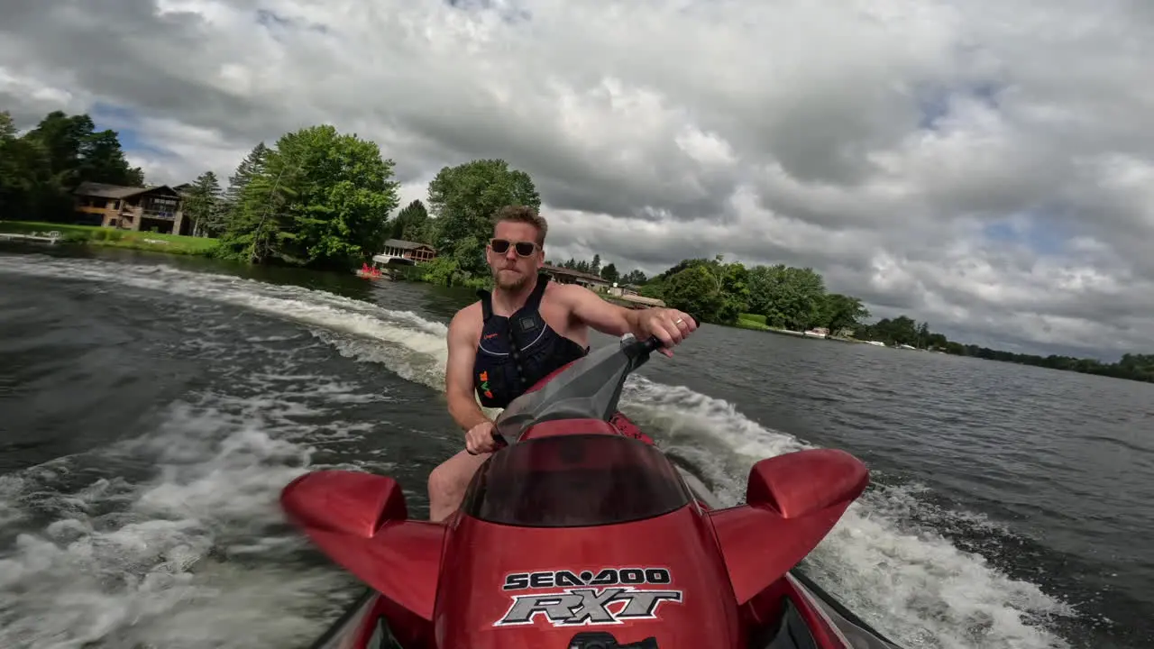 Jet ski extreme sports riding Point of view POV