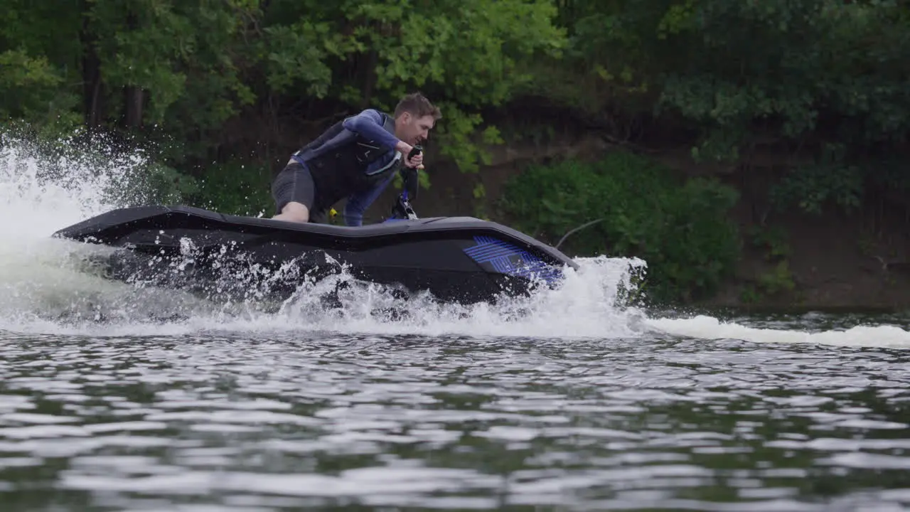 Donut trick on a jet ski slow motion