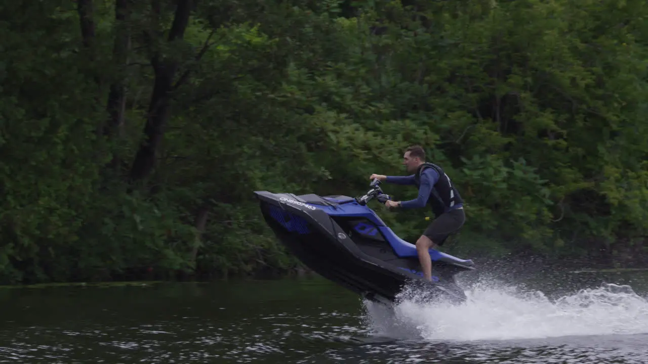 Jet ski jump and 360 trick slow motion