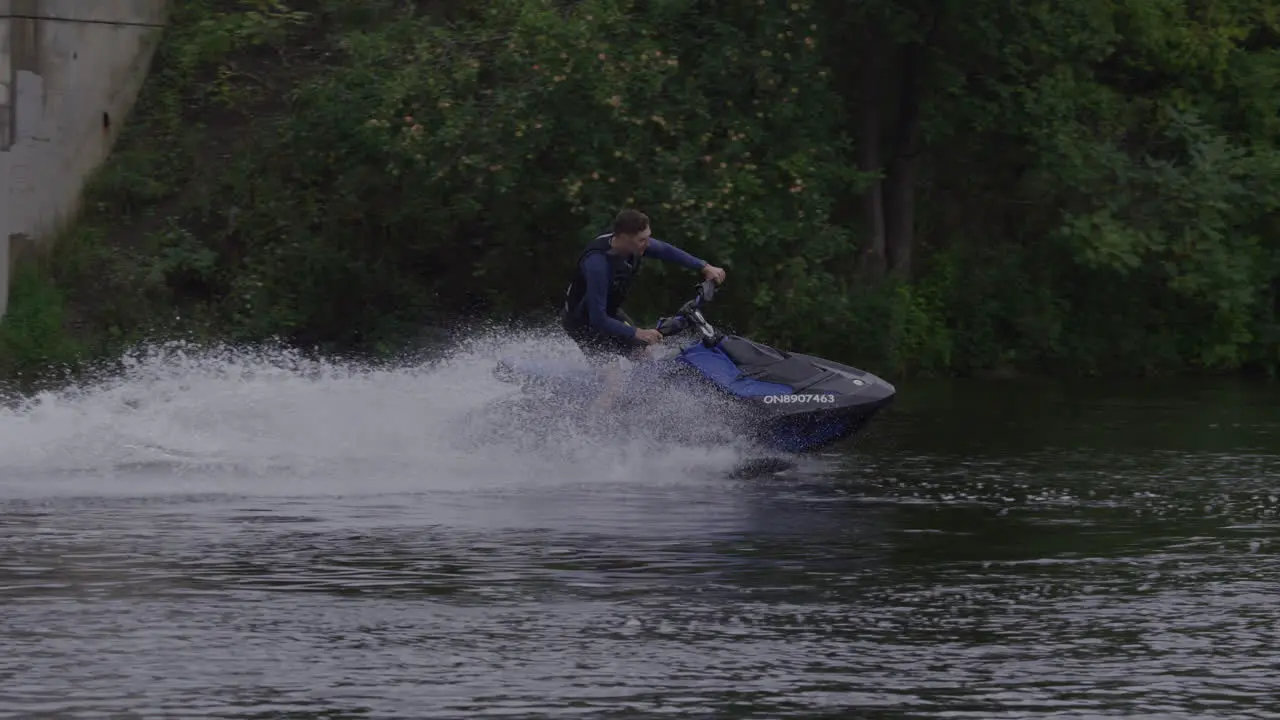 Extreme sports jet ski slow motion wave slash