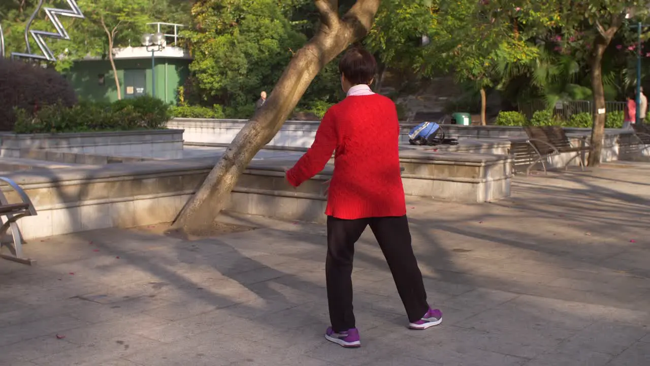 Lady Performing Tai Chi in Hong Kong Park