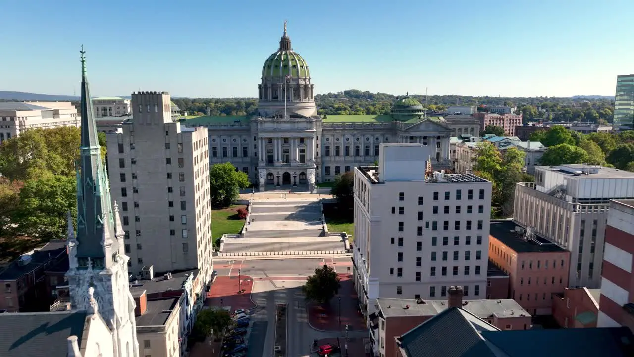 aerial pullout from the pennsylvania state house in harrisburg virginia