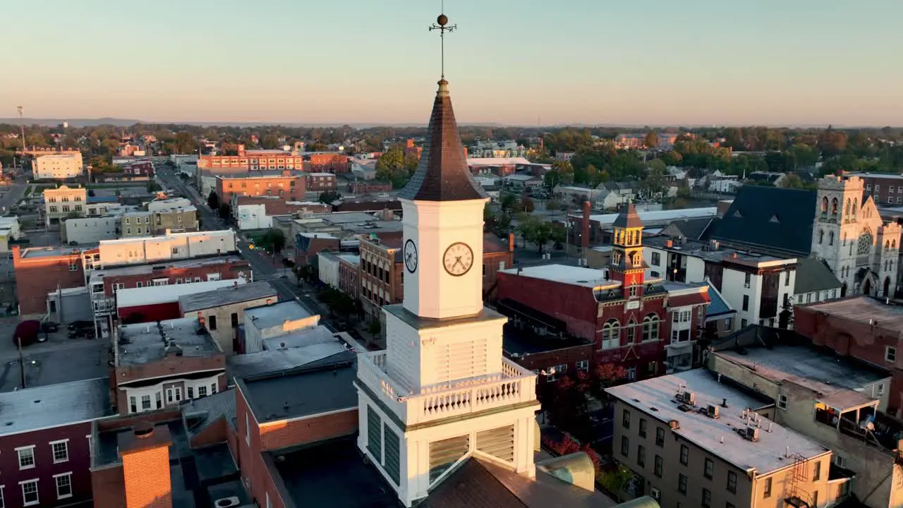 aerial orbit of hagerstown maryland city hall steeple