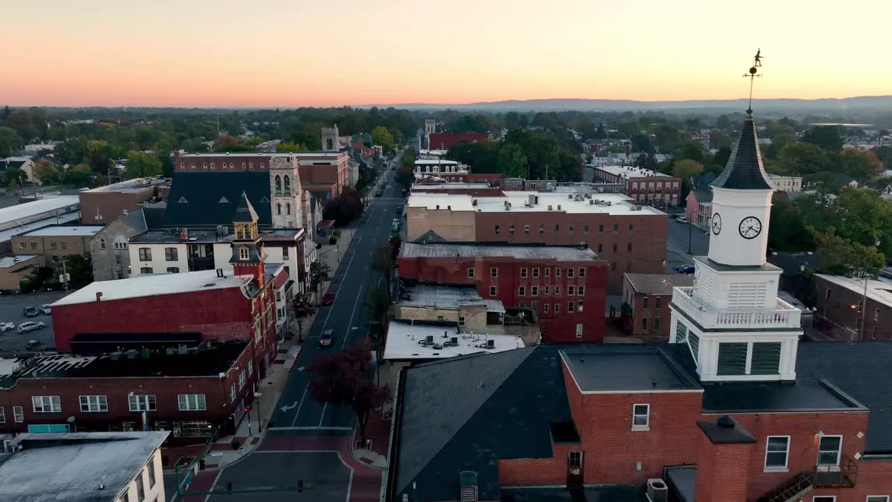 aerial of hagerstown maryland over the city hall steeple