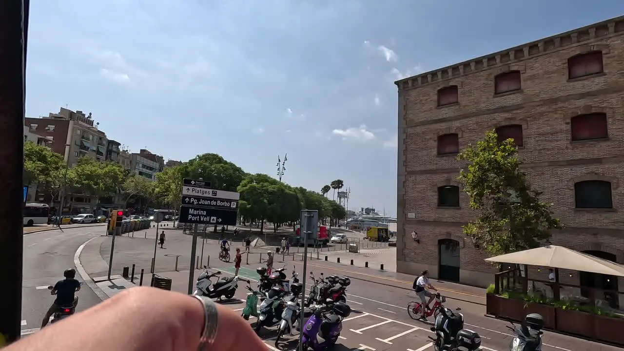 Marina port view while City tour around the city of Barcelona by bus Spain