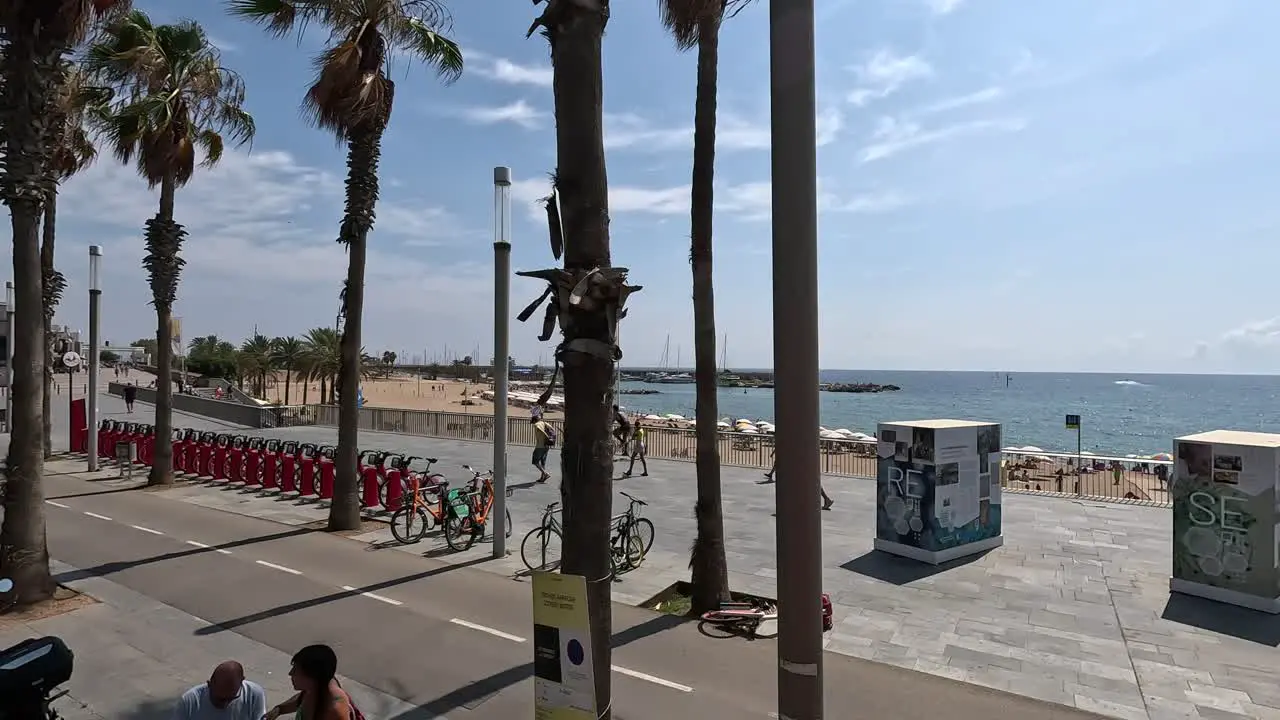 Pov of street view on a tour around the city of Barcelona Spain