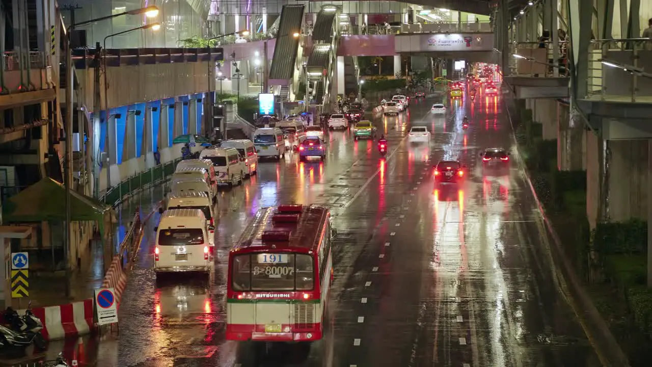 Cars crowded at night in front of Central Ladprao Department Store Bangkok