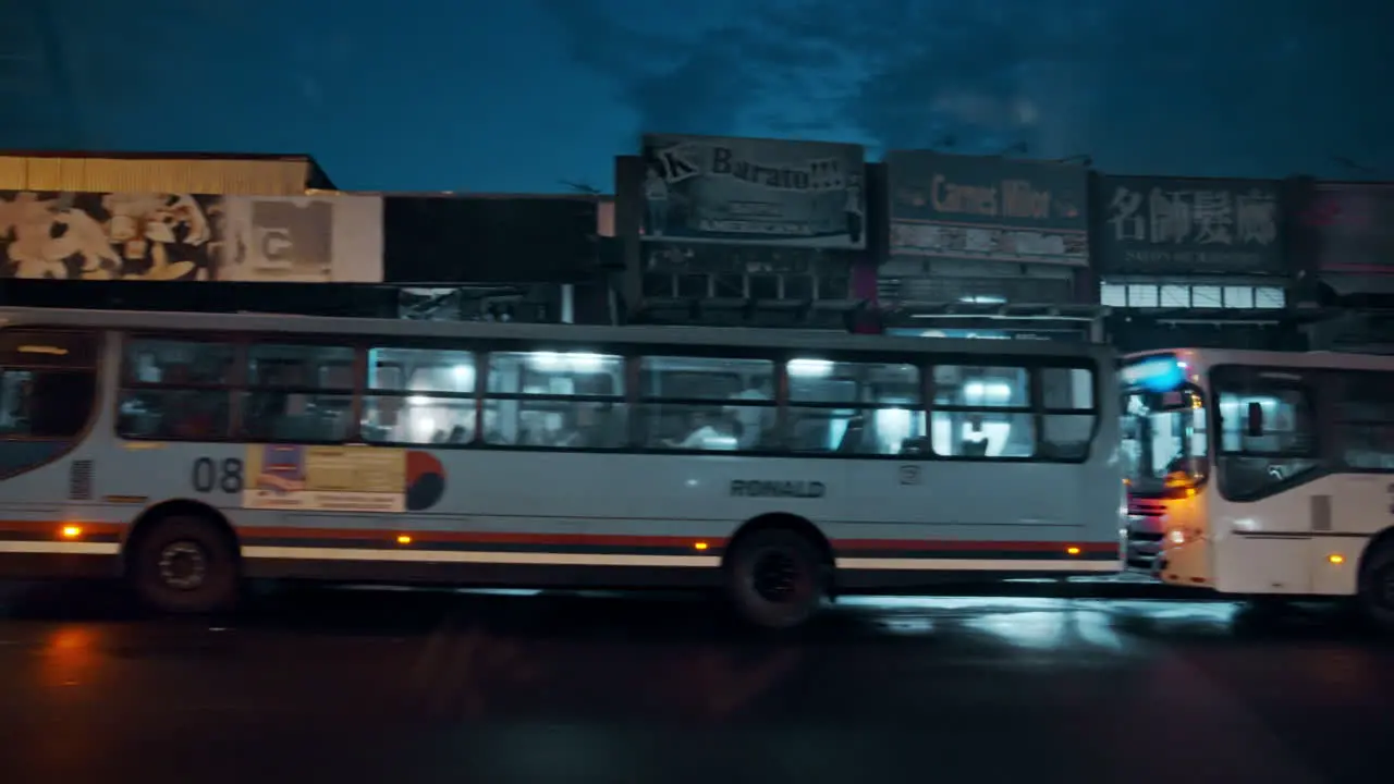 Moving night shot of the streets of San Josè in Costa Rica