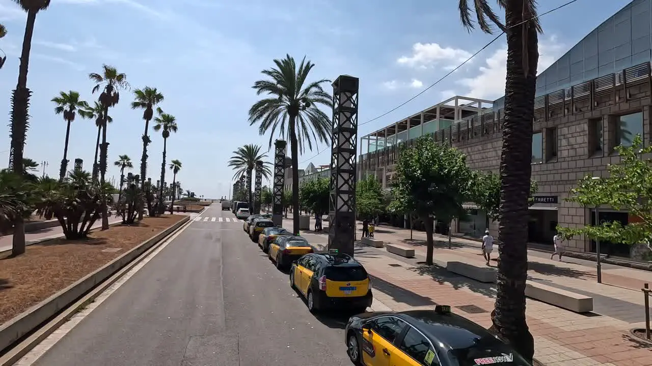 Buildings and roads view while City tour around the city of Barcelona by bus Spain