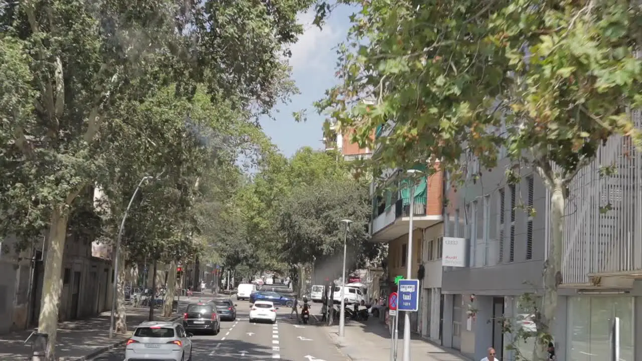 Pov video City tour around the city of Barcelona by bus Spain