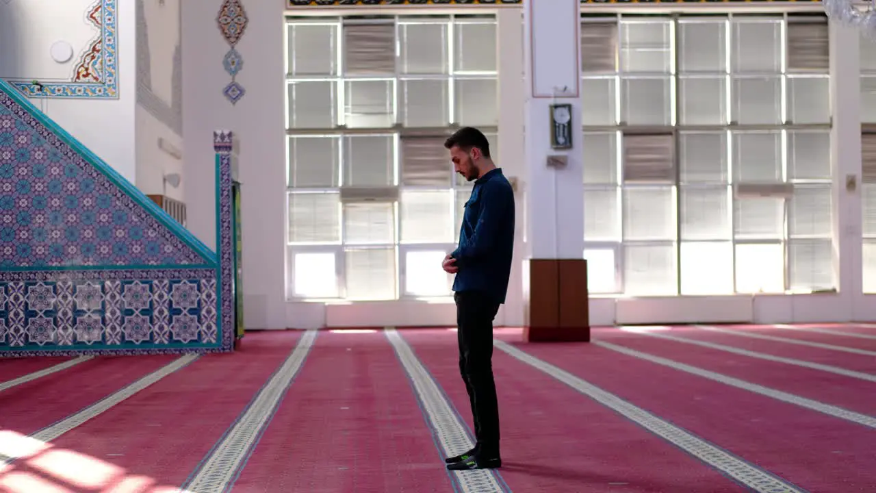 Man In Mosque Worshiping and Praying