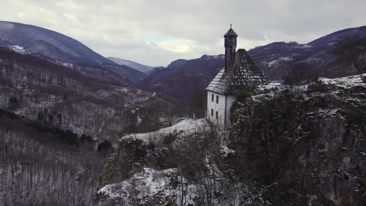 Flying over the Kuslat Mosque from the ottoman period in Bosnia and Herzegovina