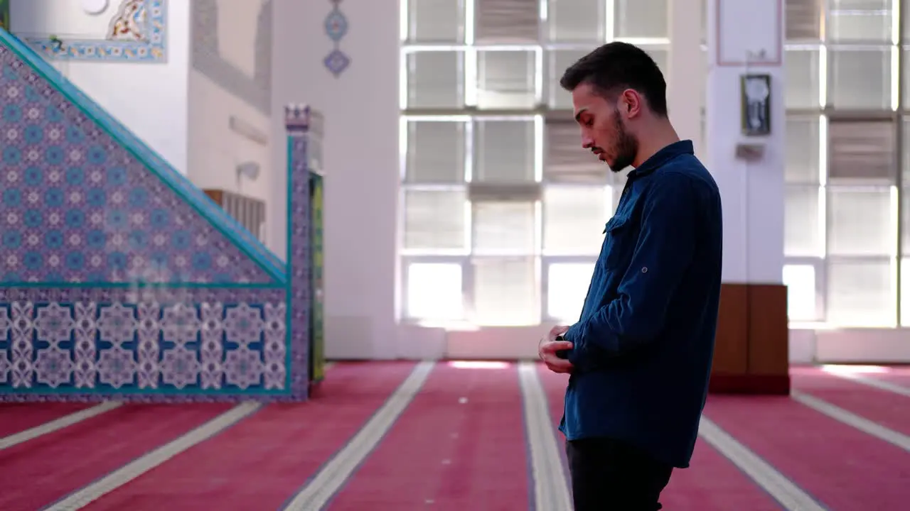 Muslim Praying In Masjid Or Mosque