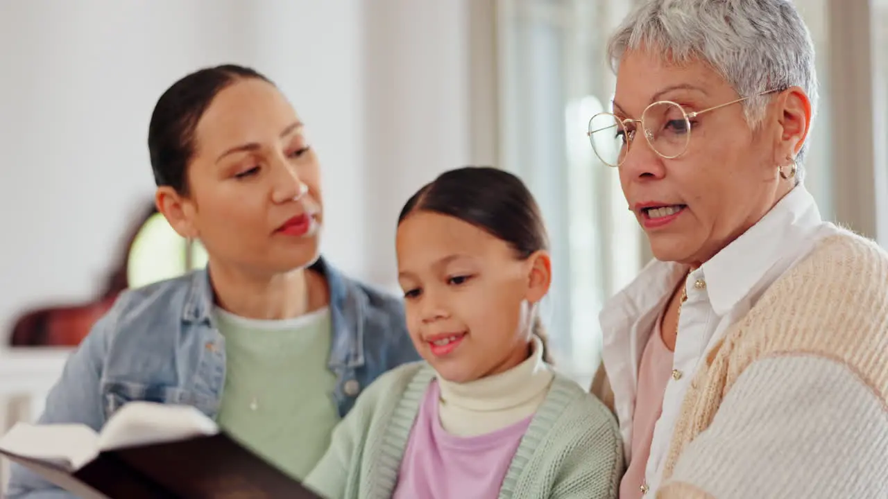 Grandmother children and reading bible