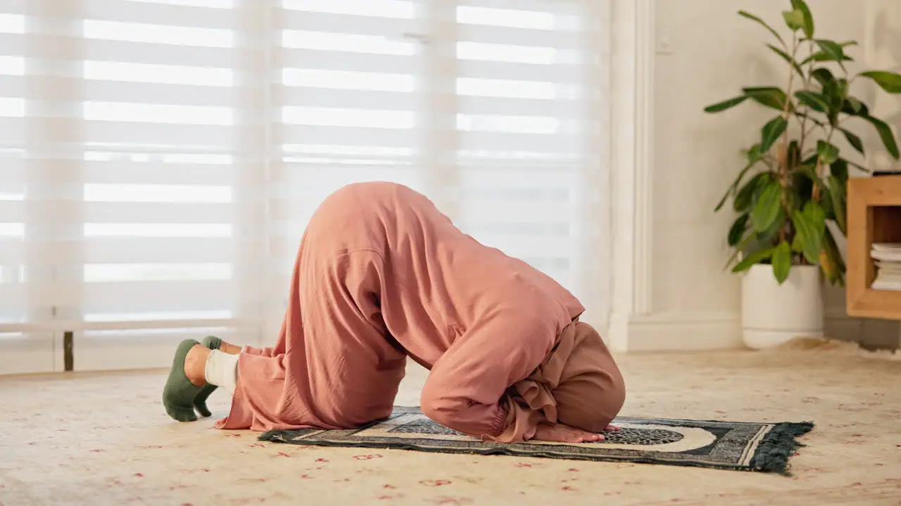 Islamic carpet or woman in prayer for Allah