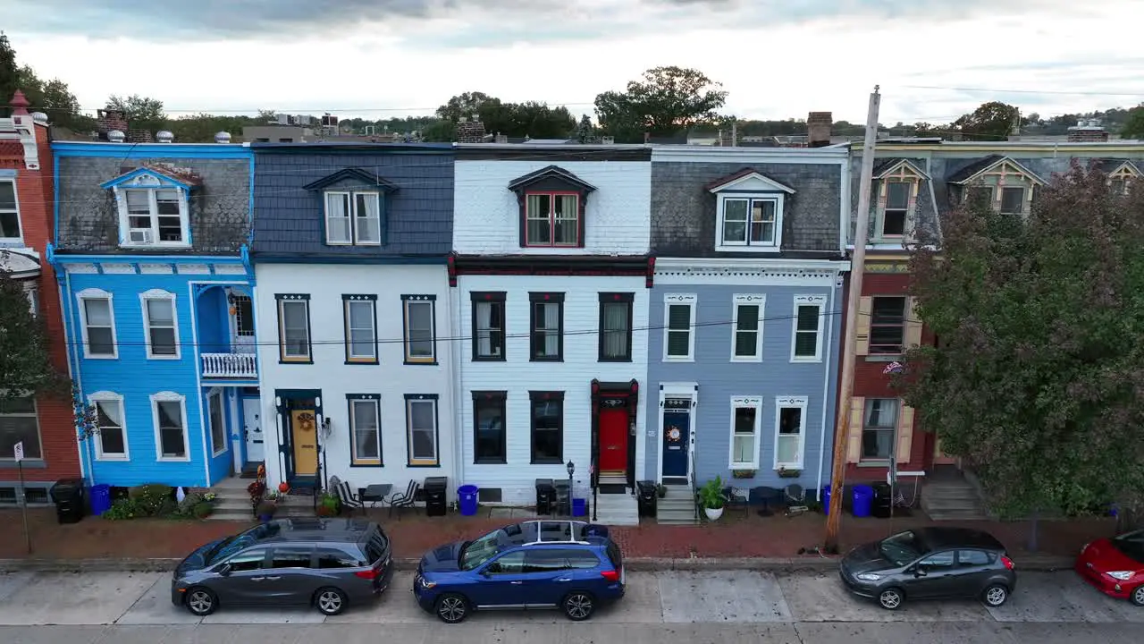 Colorful row houses in American city