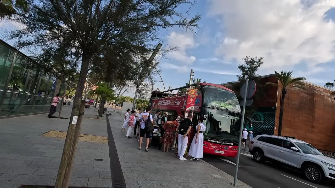 Roads atmosphere while City tour around the city of Barcelona by bus Spain