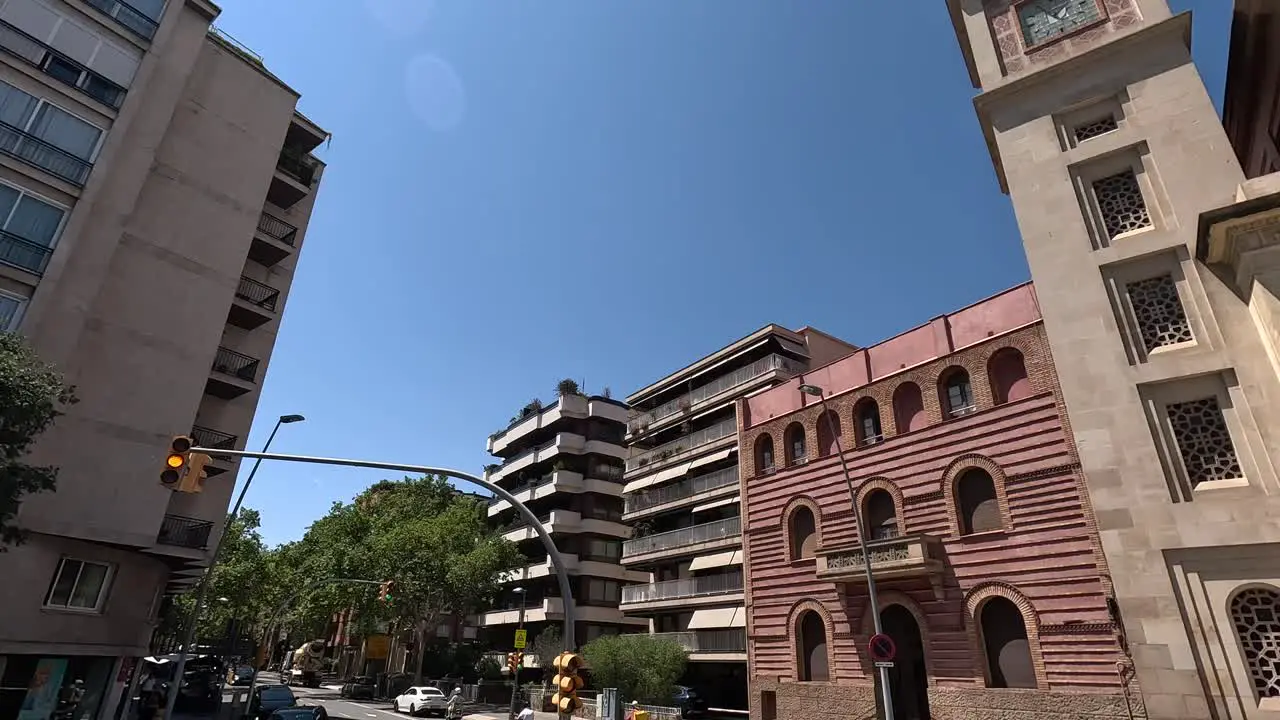 Pov of City tour around the city of Barcelona by bus Spain