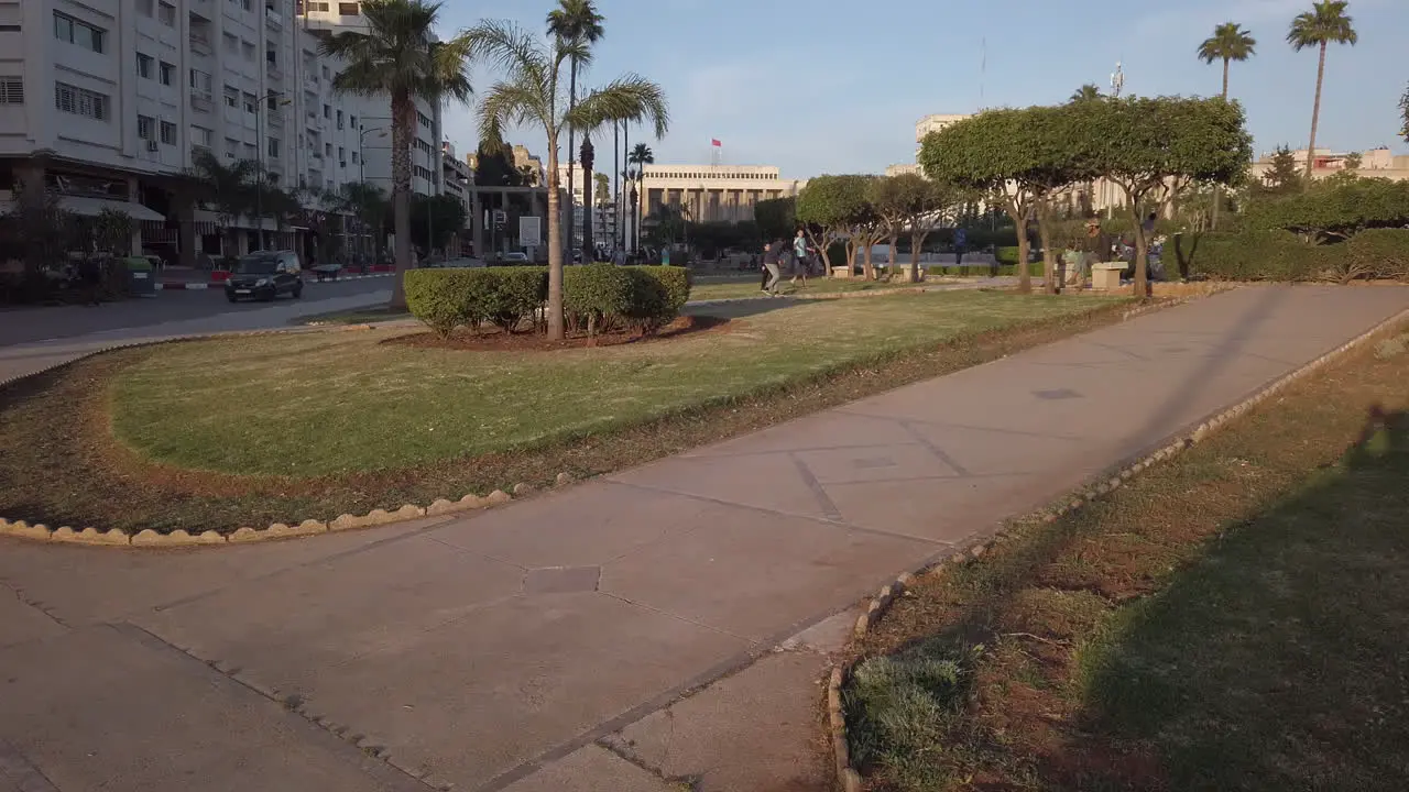 Main administrative square of Meknes with the colonial building of the Town Hall before sunset