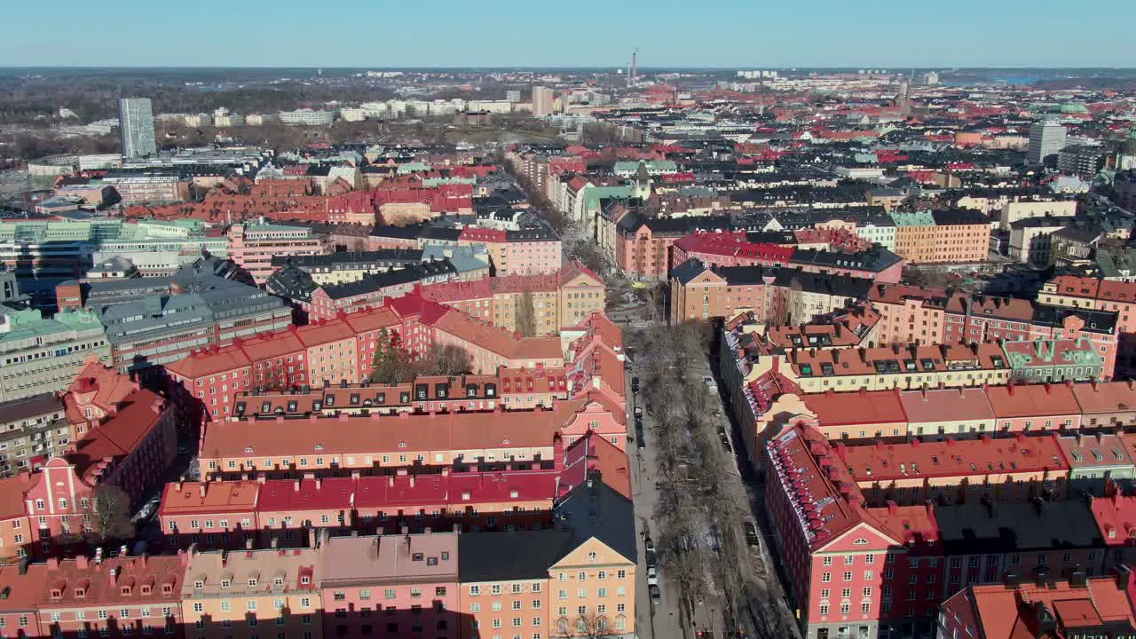 Colourful apartment buildings in Vasastan district Stockholm