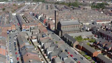 Drone Shot Orbiting Wavertree Housing Estate 01