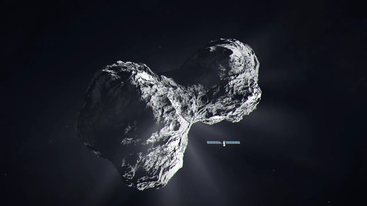 Wide Shot of Comet 67P as the Rosetta Spacecraft Approaches