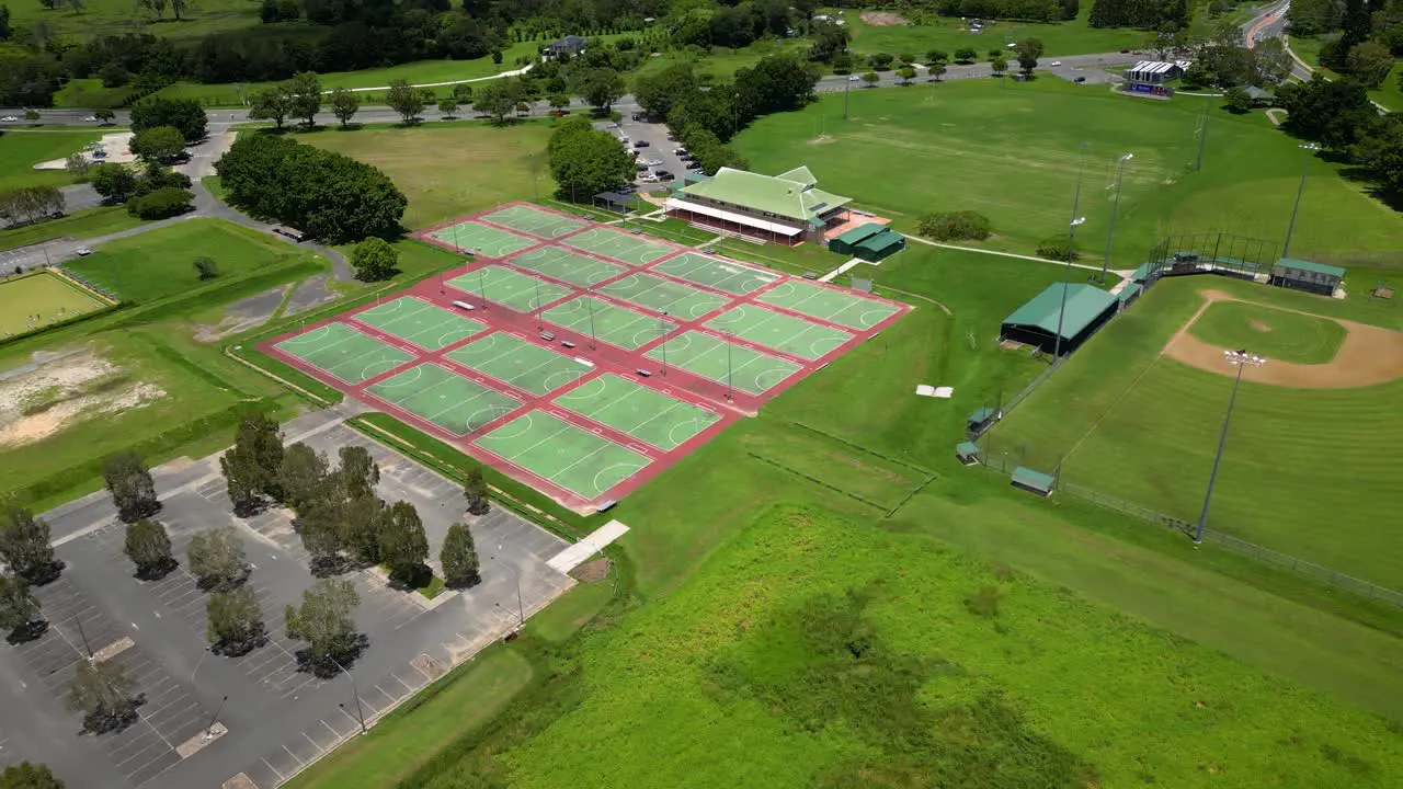 Aerial over sporting grounds at Firth Park Mudgeeraba Gold Coast Queensland Australia