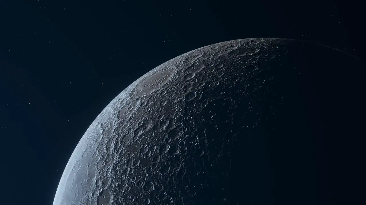 3D Animation showing a close-up of the Lunar surface with craters