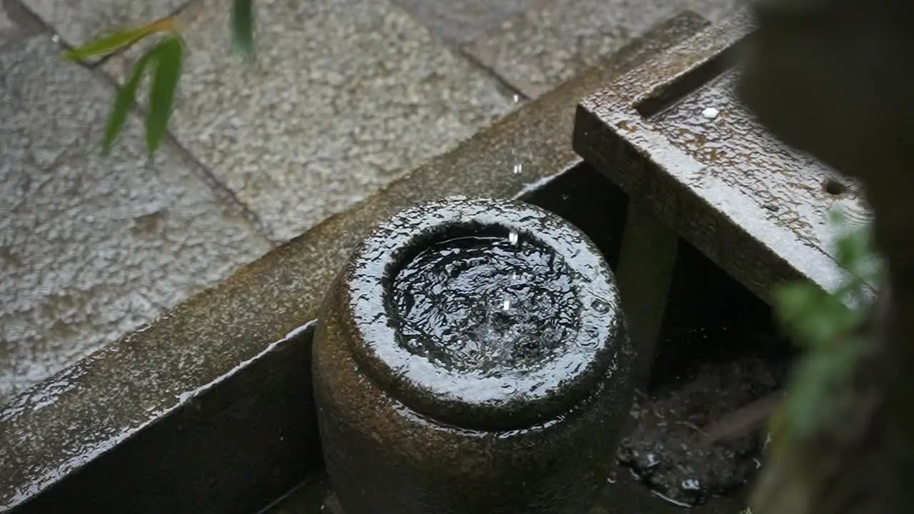 Water Drops Falling into Stone Basin in Slow Motion Fushimi Inari