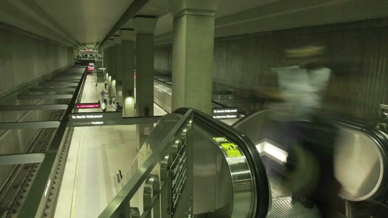 Time lapse of a subway and escalator