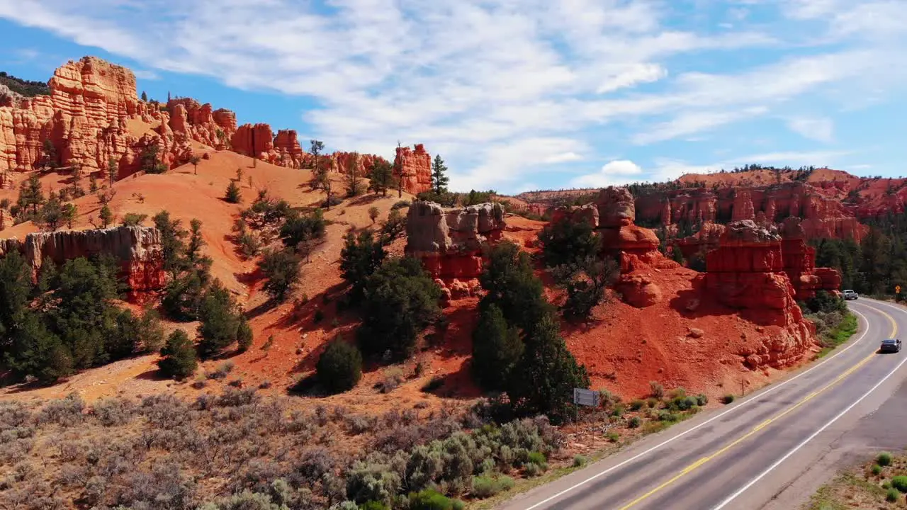 Dixie National Forest and Utah scenic highways in aerial panorama