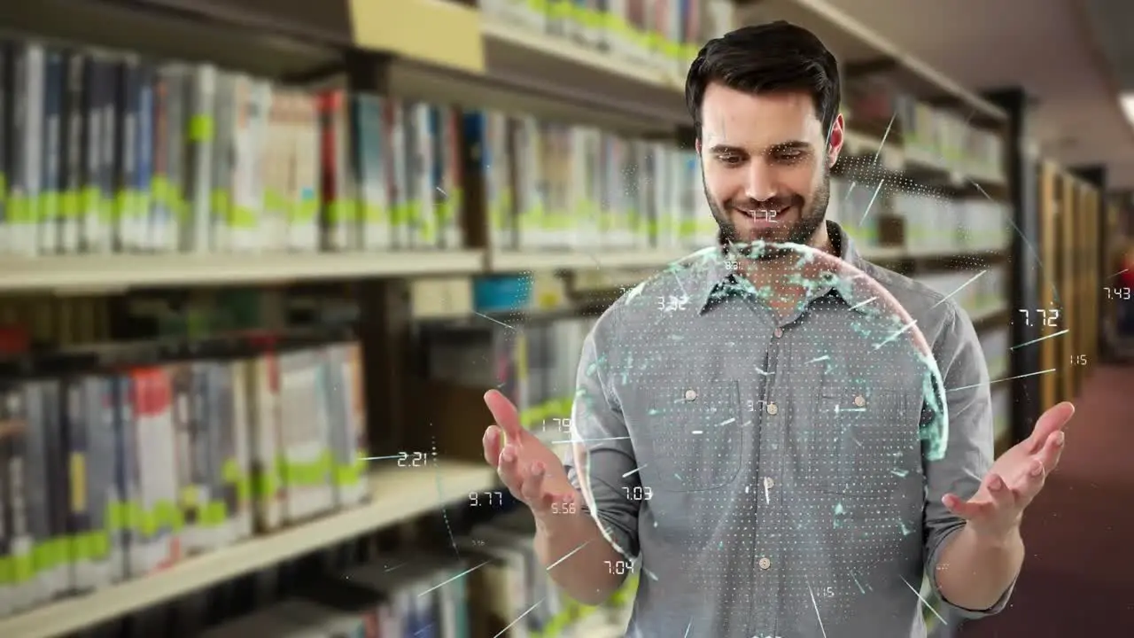 Digital composite of a man in a library