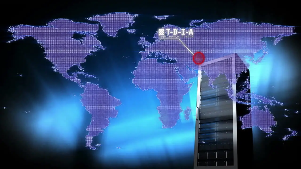 Animation of data processing and world map over server