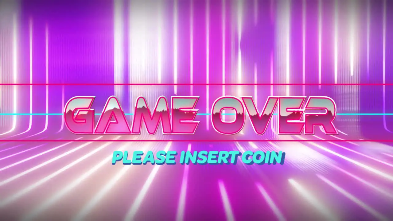 Animation of game over text over neon lines on black background