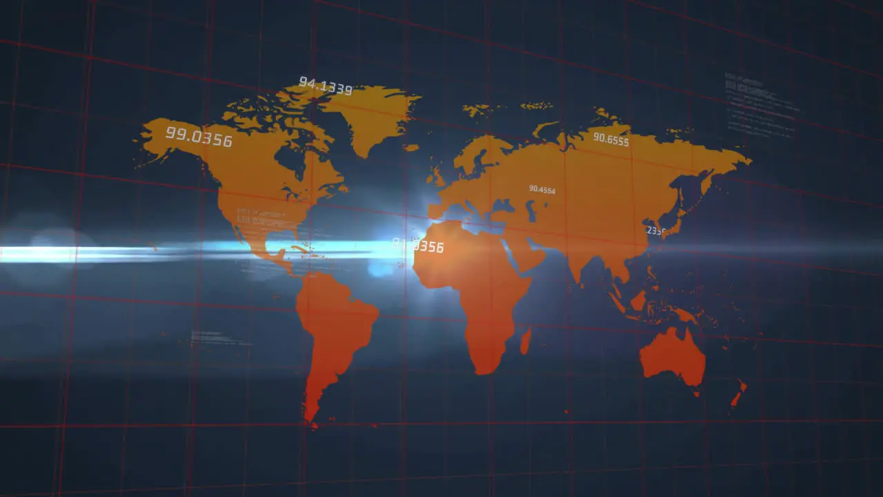 Animation of data processing over world map