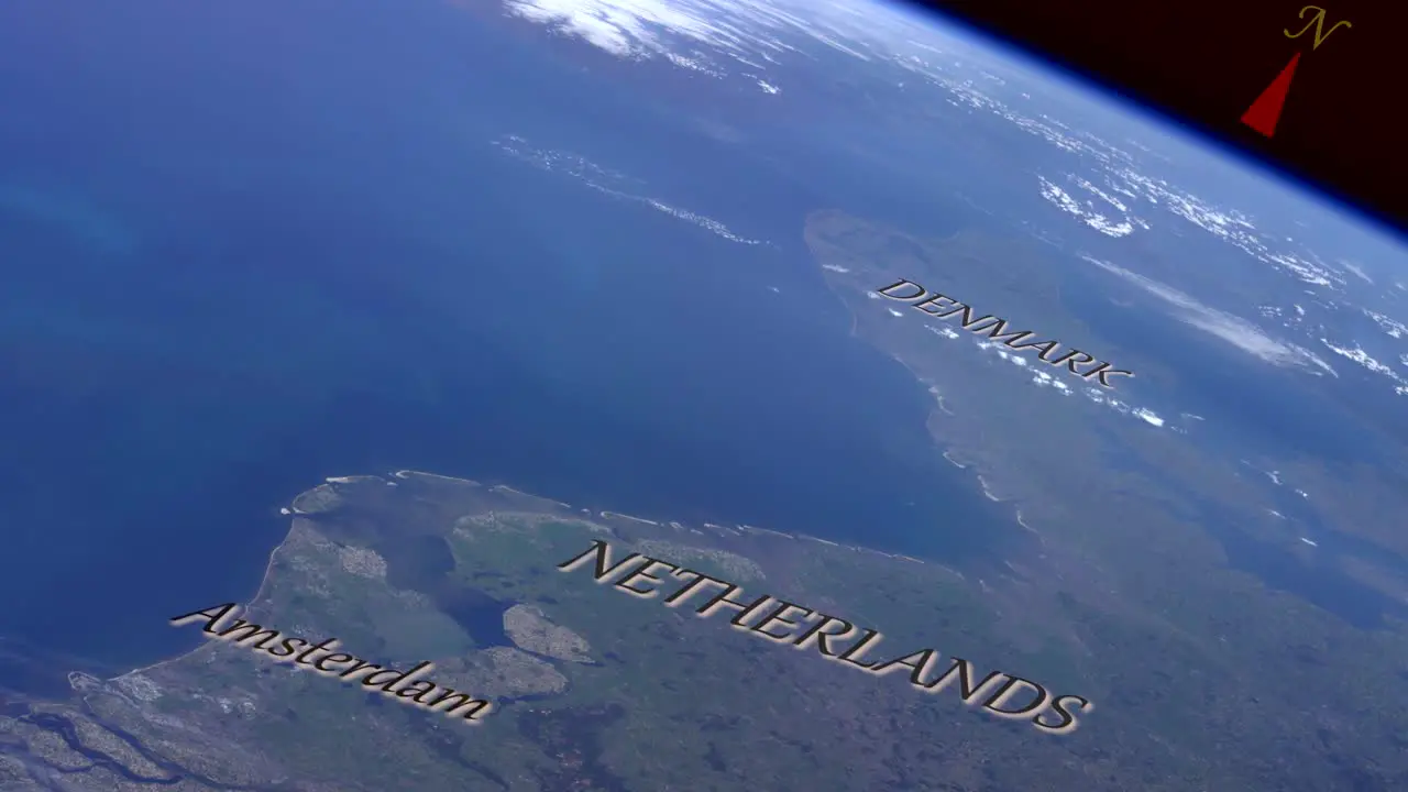 Netherlands and Denmark from Space Graded