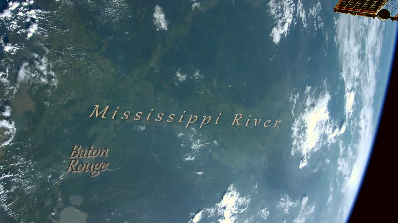 Mississippi River from Satellite in Space Graded