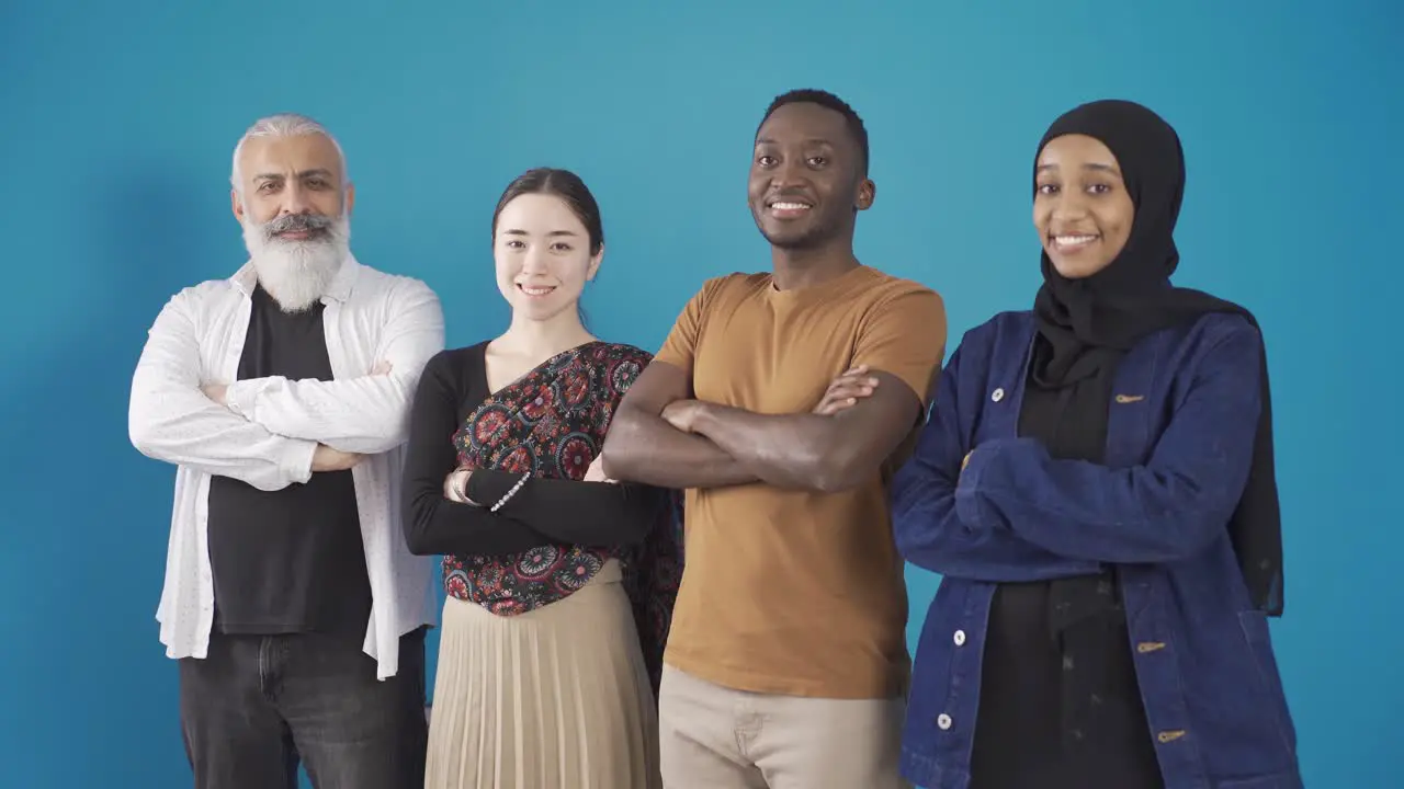 Group of happy multi-ethnic people smiling at camera Portrait of smiling friends of different races and cultures