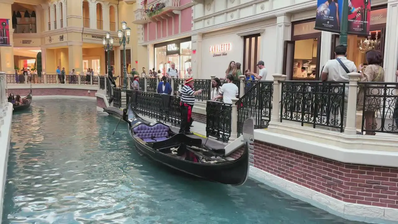 Las Vegas hotel casino the Venetian with river and gondolier tourist destination