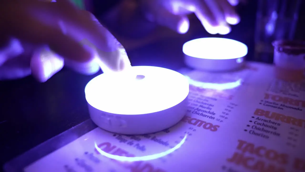 Rounded flashlights on the table