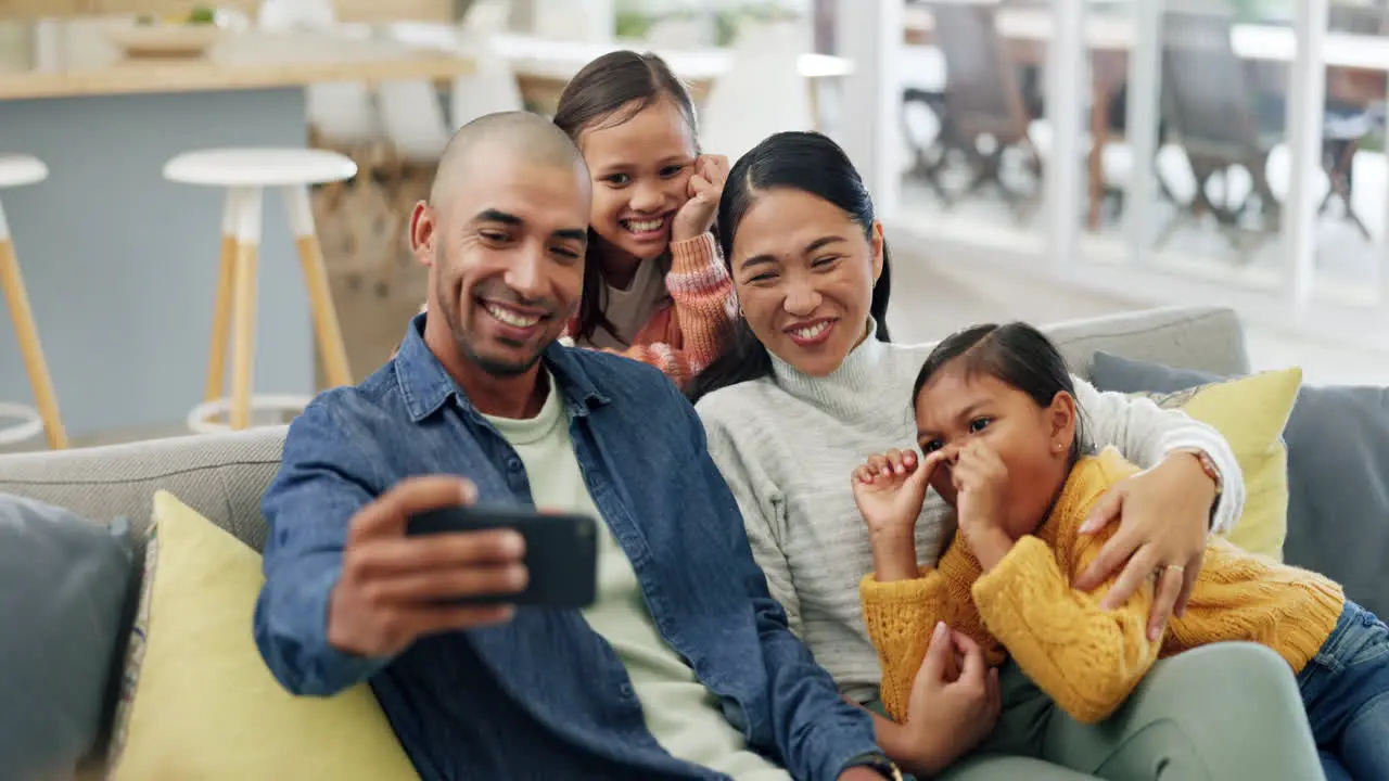 Silly selfie happy family